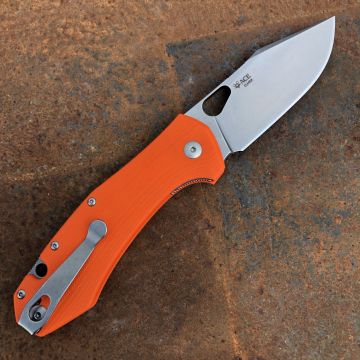 GiantMouse ACE Grand Orange G10 Uddeholm Elmax Stonewashed Blade Folding Knife